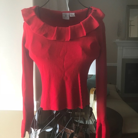 Red Fringe Petite Top - Picture 1 of 3